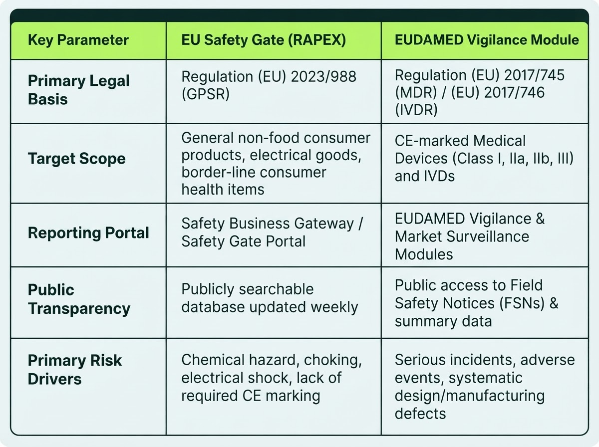 Key Parameters Rapex System / EU Safety Gate